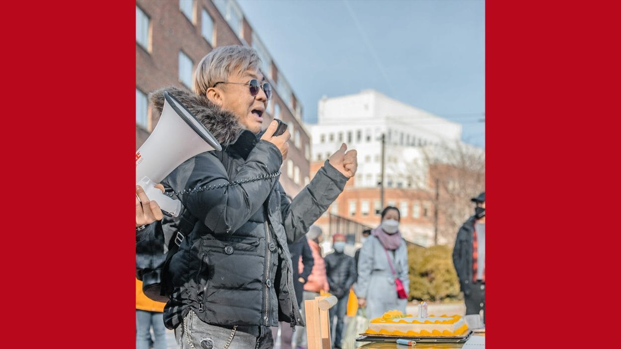 Pavin Chachavalpongpun, founder of 112WATCH, participated in a protest organised by the Thai community in Massachusetts banner_